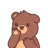 a cartoon brown teddy bear covering his mouth with his paw