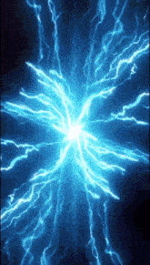 a blue lightning bolt is coming out of the center of the screen