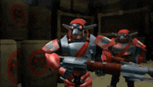 a video game character holding a gun in front of a sign that says " no smoking "