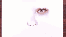 a person is drawing a close up of a woman 's eye with a pencil .