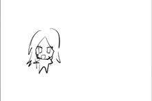 a black and white drawing of a person 's face with a house in the background .