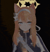 a girl with cat ears and a flower in her hair is wearing a jacket that says infinity on it