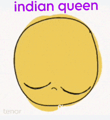 a yellow smiley face with big eyes and the words indian queen below it