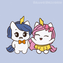 a happy father 's day greeting card featuring two unicorns