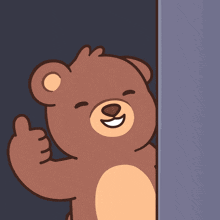 a cartoon teddy bear giving a thumbs up