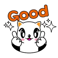a cartoon cat with smoke coming out of its mouth says good