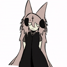 a drawing of a girl with a cross on her face