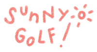 a logo for sunny golf with a sun in the background