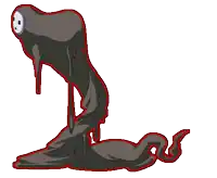 a pixel art drawing of a monster with blood dripping from it