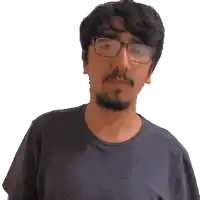 a pixelated image of a man wearing glasses and a black shirt
