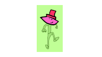 a drawing of a stick figure wearing a red top hat .