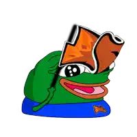 a cartoon frog holding a piece of paper in its mouth