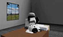 a computer generated image of a person in a room