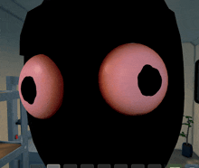 a computer generated image of a person 's face with red eyes