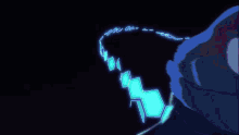a person riding a snowboard in a dark room with glowing lights