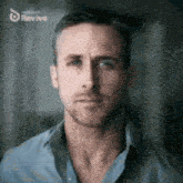 a close up of a man 's face with the word revive on the bottom