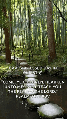 a bible verse from psalm 34 11 kjv is shown