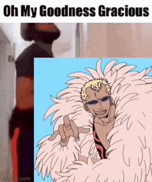 a meme with a picture of a man and the words oh my goodness gracious on the bottom