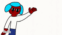 a cartoon of a person with blue hair and the word flipaclip on the bottom right