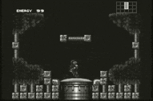 a black and white video game with a score of 99 energy
