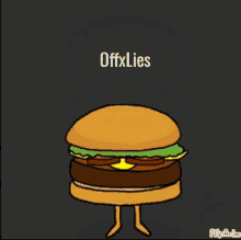 a cartoon of a hamburger with the words offxlies written on it