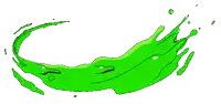 a cartoon drawing of a green liquid splash