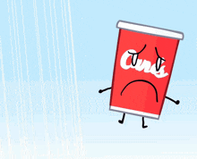 a cartoon drawing of a cup with a sad face
