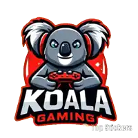 a koala bear holding a video game controller with the words koala gaming below it