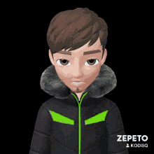 a cartoon character named zepeto with a black background