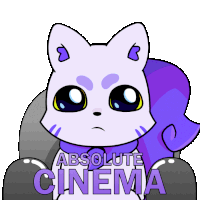 a cartoon drawing of a cat with the words absolute cinema above it