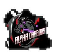 a logo for alpha dragons with a purple border
