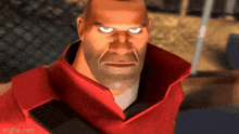 a cartoon character is wearing a red jacket and making a funny face .
