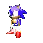 a pixel art of a sonic the hedgehog flying in the air on a white background .