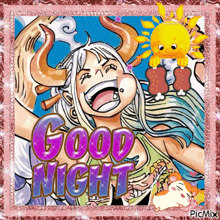 a cartoon of a woman with horns says good night