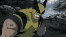 a cartoon drawing of wolverine with a tattoo on his arm