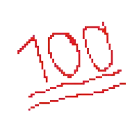 a pixel art drawing of the number 100 with red lines
