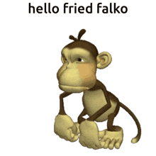 a cartoon monkey says hello fried falko on the bottom