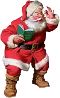 a painting of santa claus holding a book titled good boys and girls