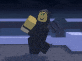 a roblox character with an angry face and a yellow box