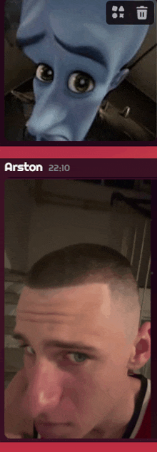 a picture of a cartoon character and a picture of a man with the name arston at the bottom
