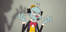 a cartoon of a clown wearing a bow tie and top hat
