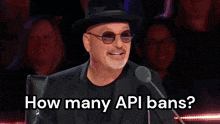 a young boy speaking into a microphone with the words how many api bans written below him