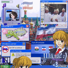 a collage of computer screens with one that says ' windows error ' on it