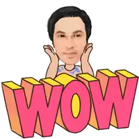 a cartoon of a man with his hands on his face behind the word wow
