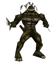 a monster with sharp claws is holding a lightning bolt in his hand