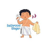 a cartoon of a man singing into a soap dispenser with the caption bathroom singer