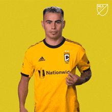 Pointing At The Badge Lucas Zelarayán GIF - Pointing At The Badge Lucas Zelarayán Columbus Crew GIFs