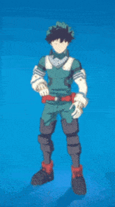 a man in a green and black outfit is dancing
