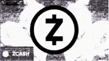 a black and white image of a zcash logo on a white background