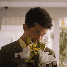 Smelling Flowers Aidan GIF - Smelling Flowers Aidan Hello Goodbye And Everything In Between GIFs